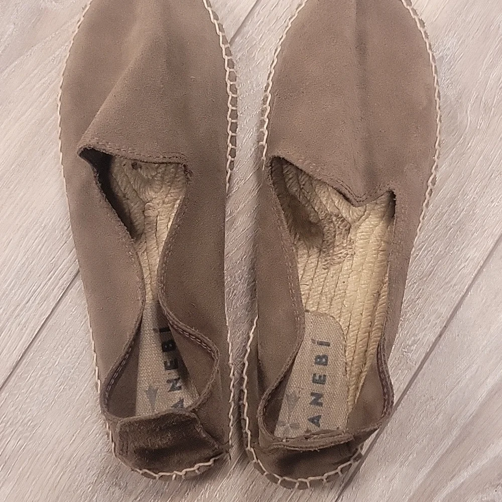 Manebi Brown Suede Flat Espadrilles Hamptons Size 39/8